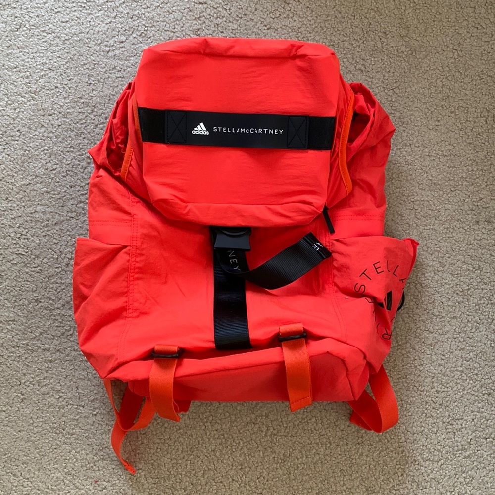 Adidas by Stella McCartney orange yoga backpack bag